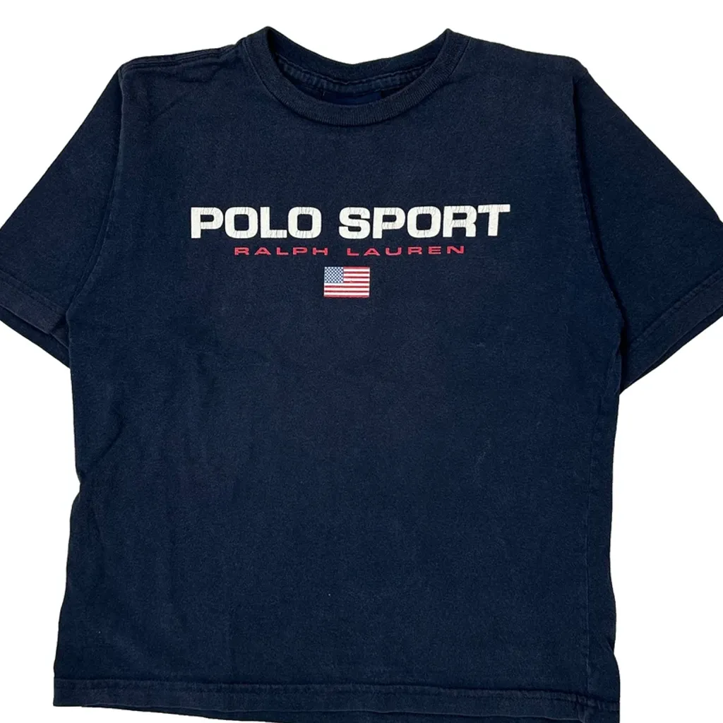 Age 7 Polo Sport Spellout T-Shirt - Small Navy Cotton - Image 5
