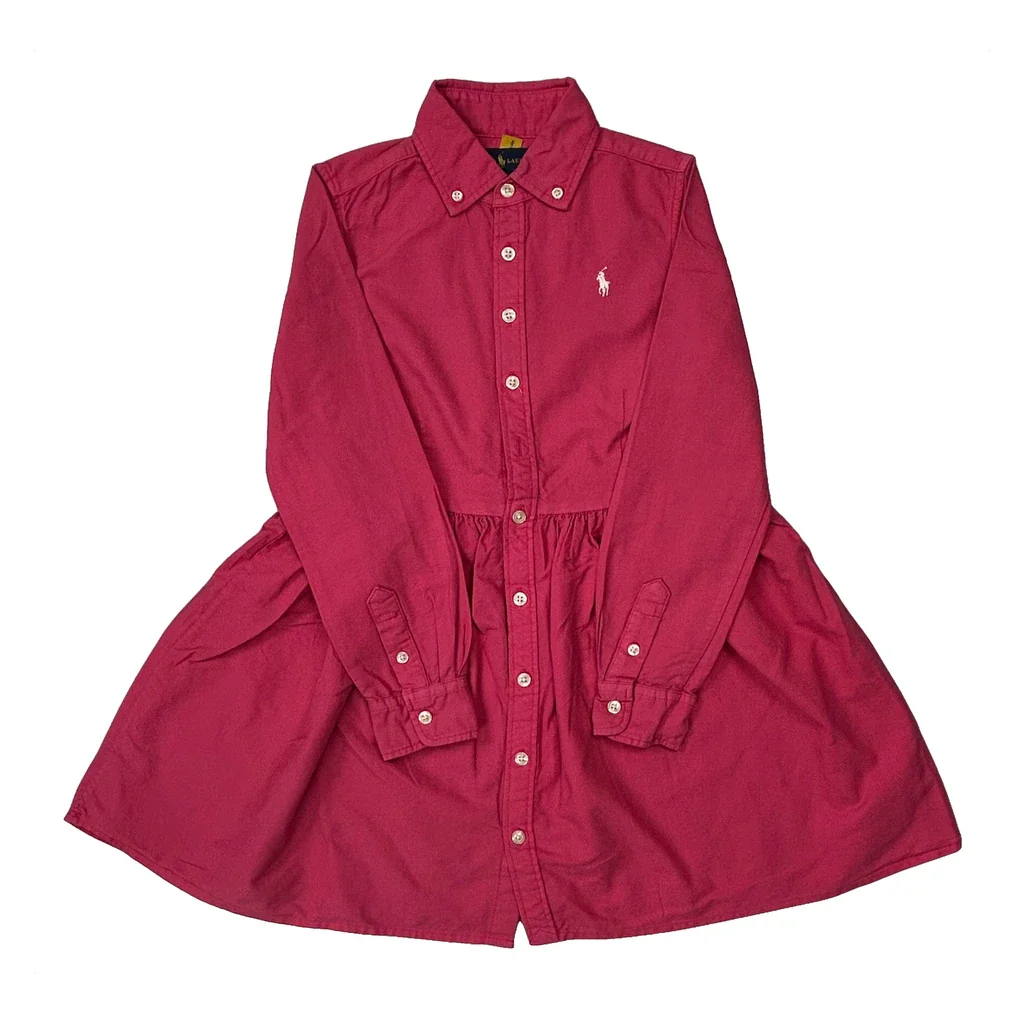 Age 7 Ralph Lauren Dress - Small Red Cotton