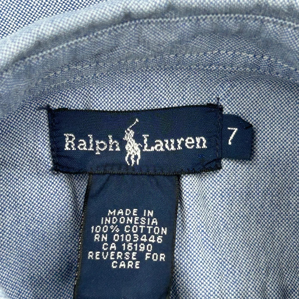 Age 7 Ralph Lauren Shirt - Small Blue Cotton - Image 3
