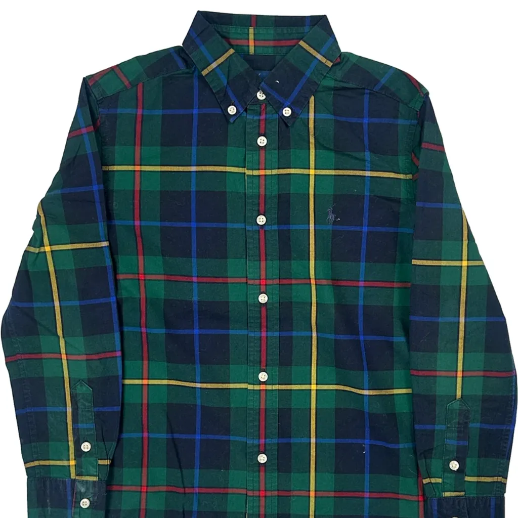 Age 7 Ralph Lauren Checked Shirt - Small Green Cotton - Image 4
