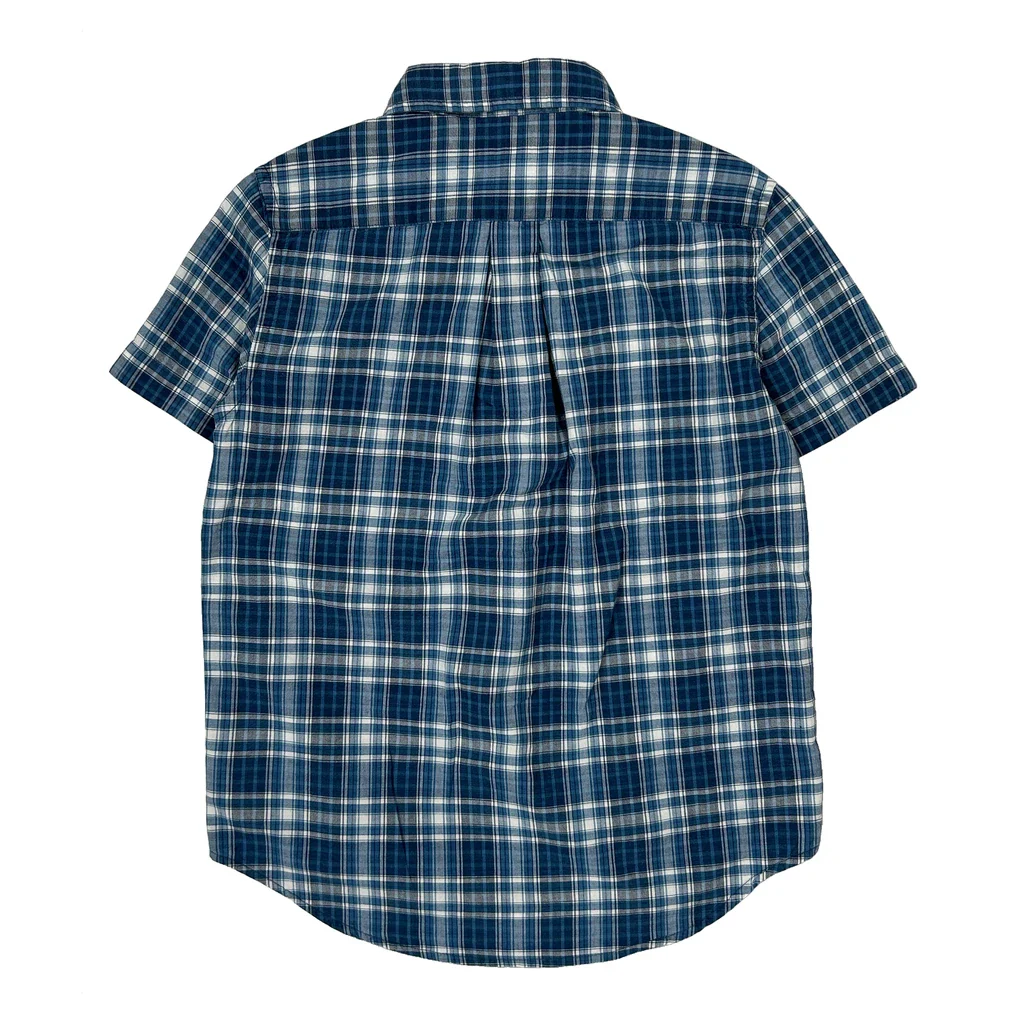 Age 7 Ralph Lauren Checked Short Sleeve Shirt - Small Blue Cotton - Image 2