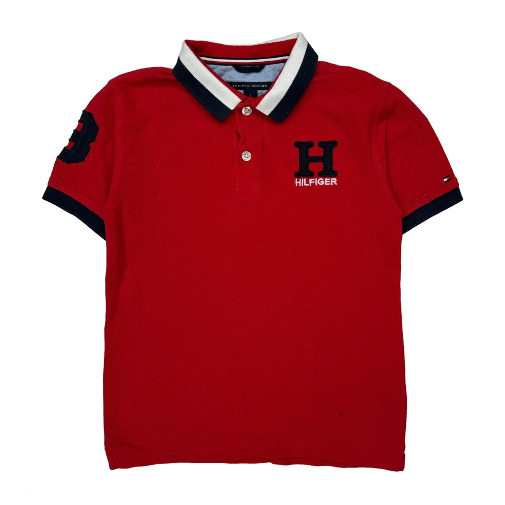Age 7 Tommy Hilfiger Polo Shirt - Medium Red Cotton