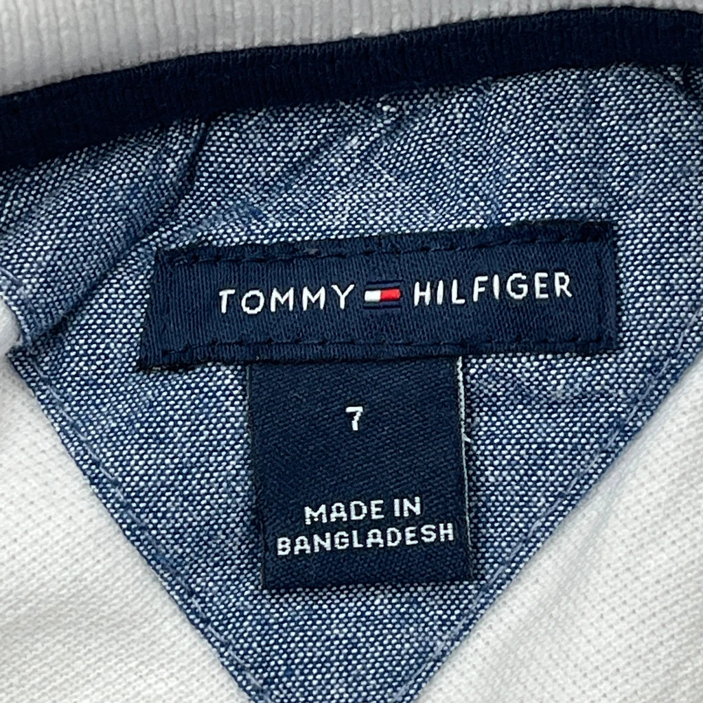 Age 7 Tommy Hilfiger Polo Shirt - Medium White Cotton - Image 3