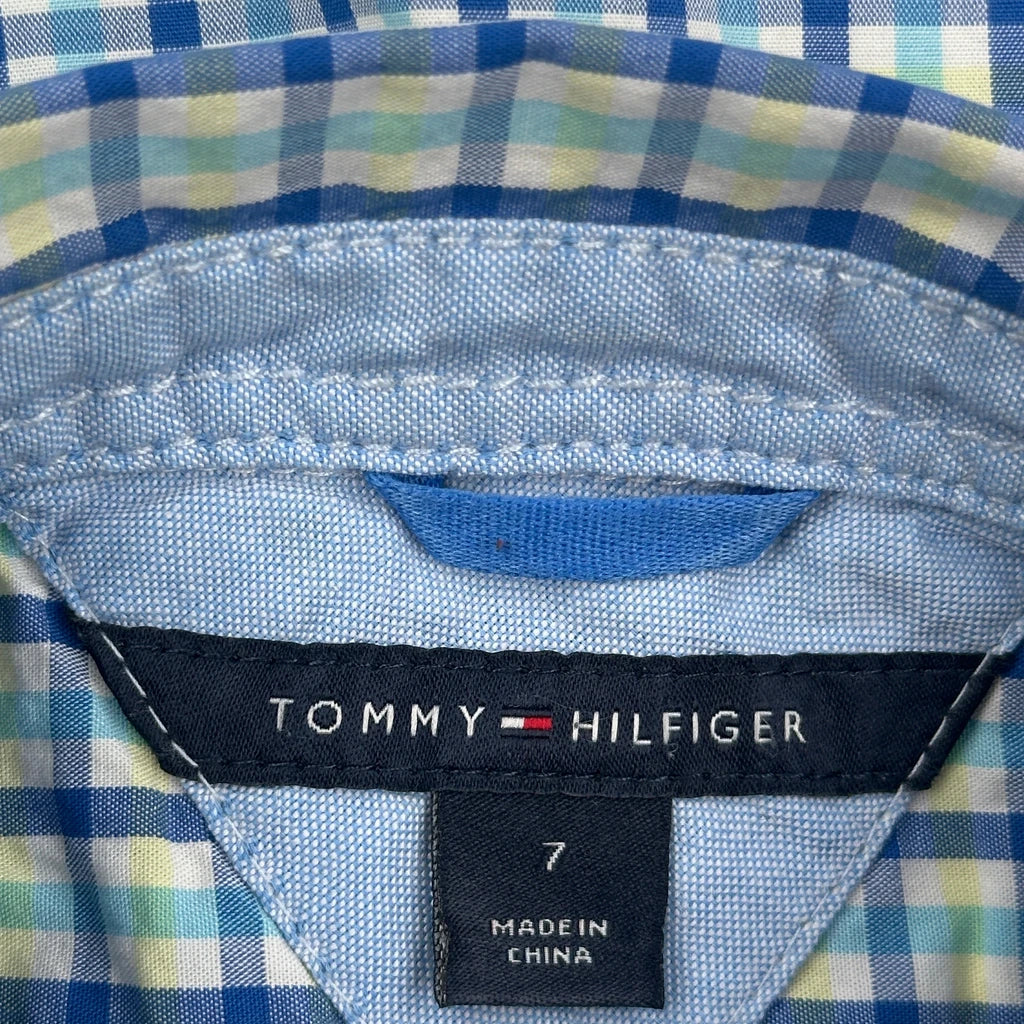 Age 7 Tommy Hilfiger Checked Shirt - Small Blue Cotton - Image 3