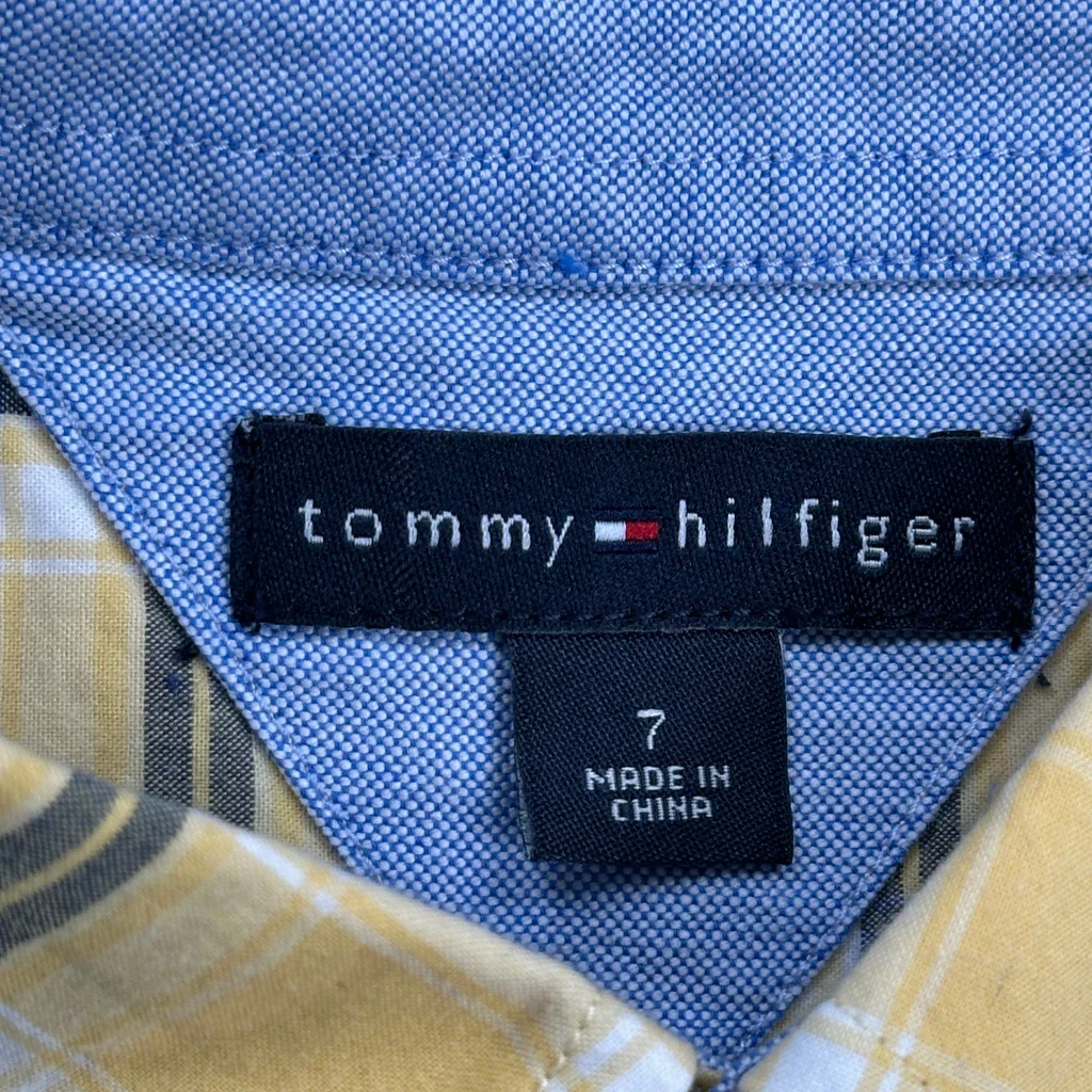 Age 7 Tommy Hilfiger Checked Shirt - Small Yellow Cotton - Image 3