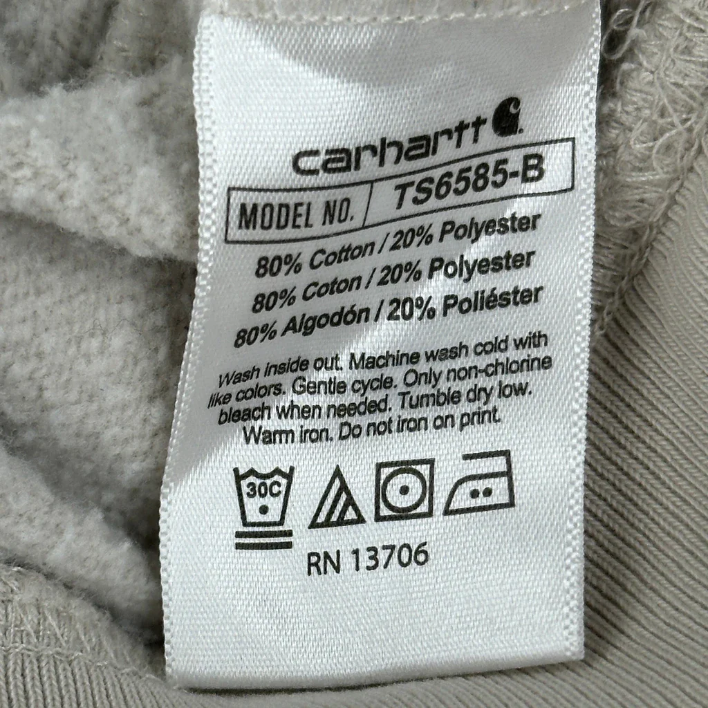 Age 8-10 Carhartt Hoodie - Small Beige Cotton Blend - Image 4