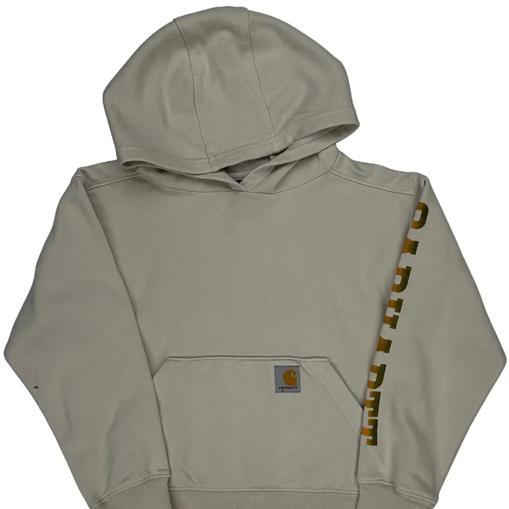Age 8-10 Carhartt Hoodie - Small Beige Cotton Blend - Image 5