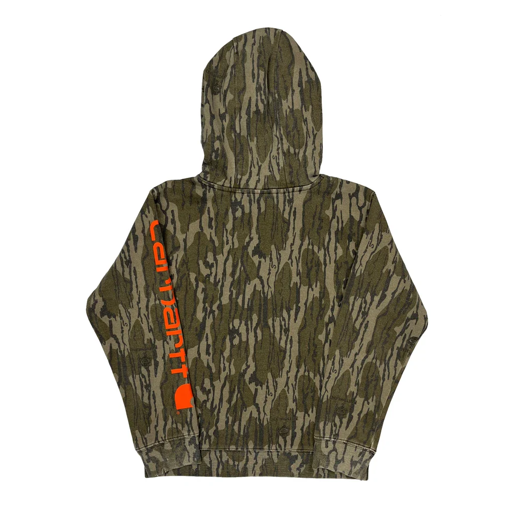 Age 8-10 Carhartt Camo Hoodie - Small Green Cotton - Image 2