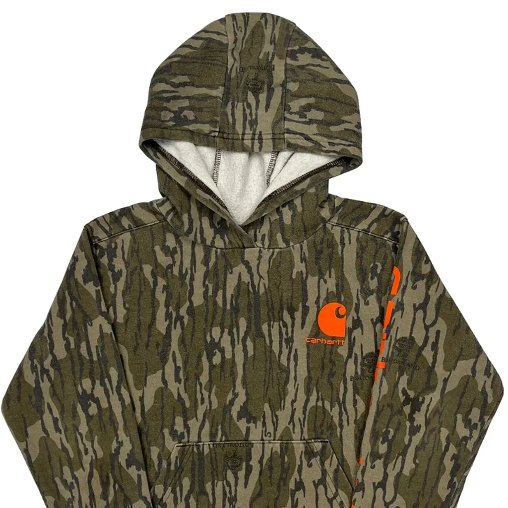 Age 8-10 Carhartt Camo Hoodie - Small Green Cotton - Image 5