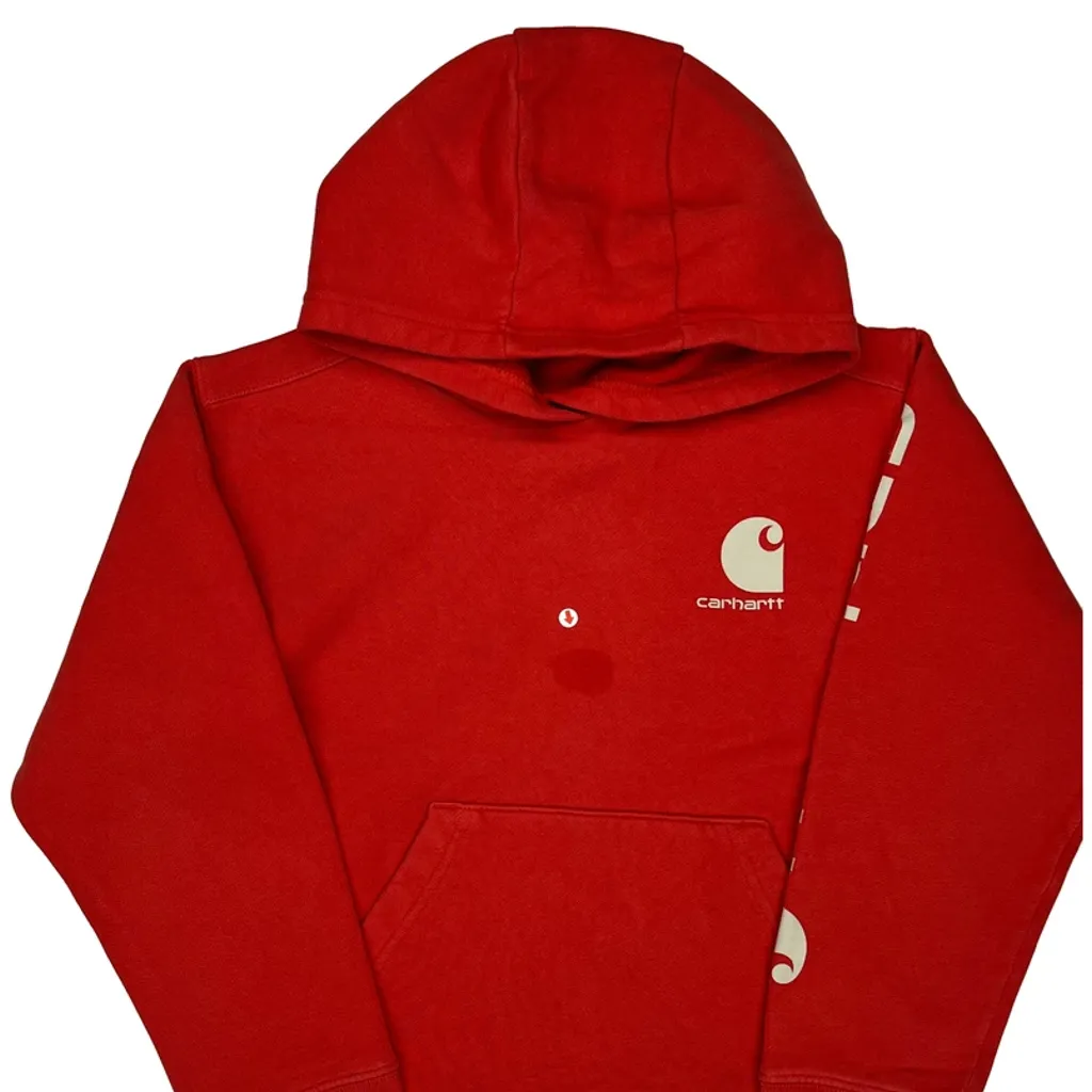 Age 8-10 Carhartt Hoodie - Small Red Cotton - Image 5