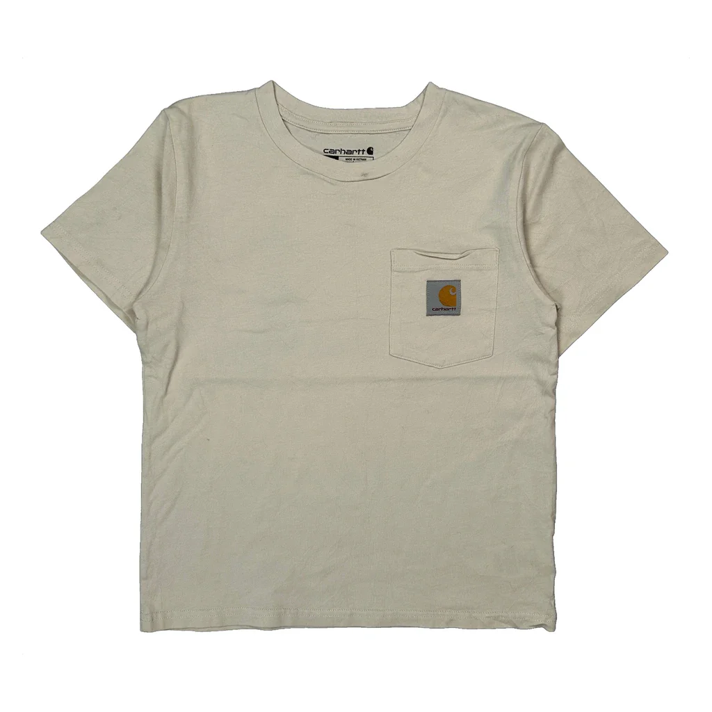 Age 8-10 Carhartt T-Shirt - Small Cream Cotton