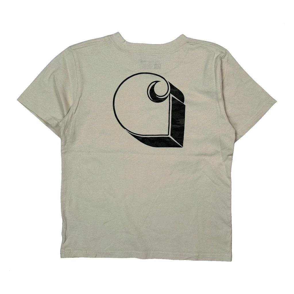 Age 8-10 Carhartt T-Shirt - Small Cream Cotton - Image 2