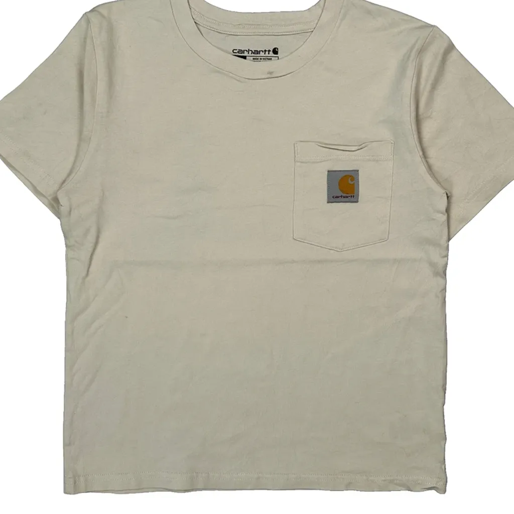 Age 8-10 Carhartt T-Shirt - Small Cream Cotton - Image 5
