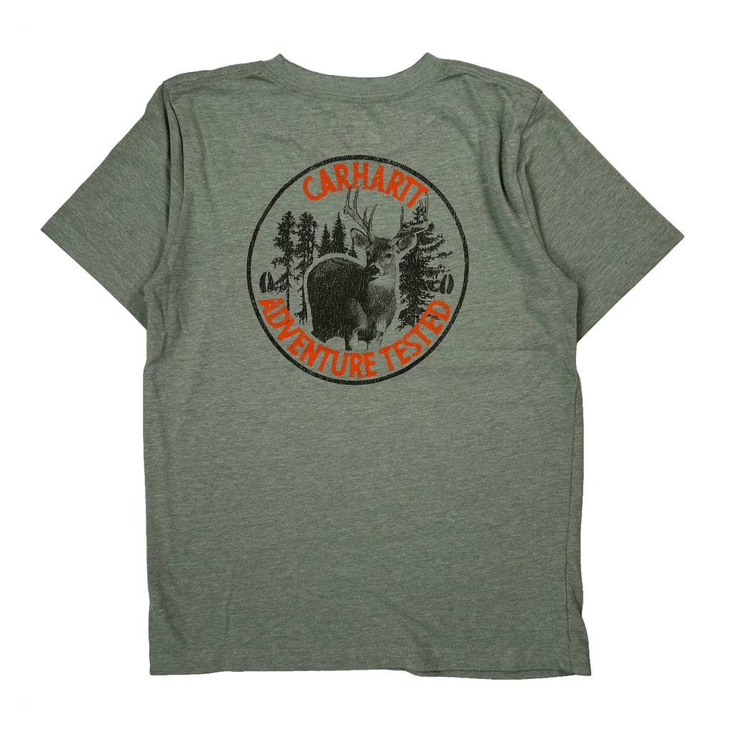 Age 8-10 Carhartt Graphic T-Shirt - Small Green Cotton - Image 2