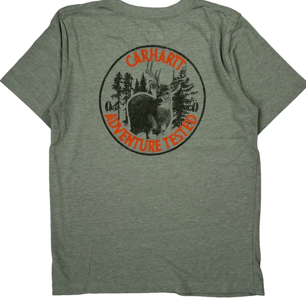 Age 8-10 Carhartt Graphic T-Shirt - Small Green Cotton - Image 7
