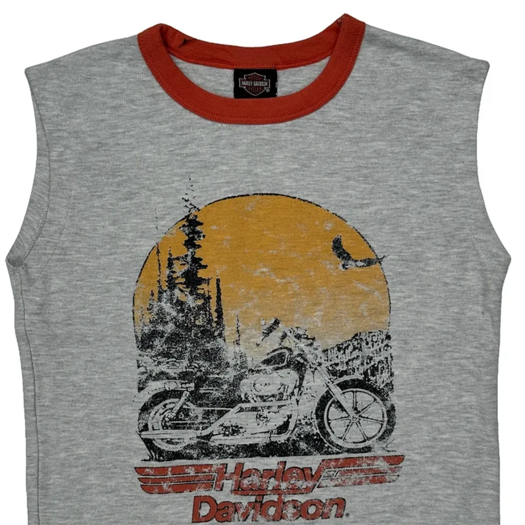 Age 8-10 Harley Davidson Graphic T-Shirt - Medium Grey Cotton Blend - Image 4
