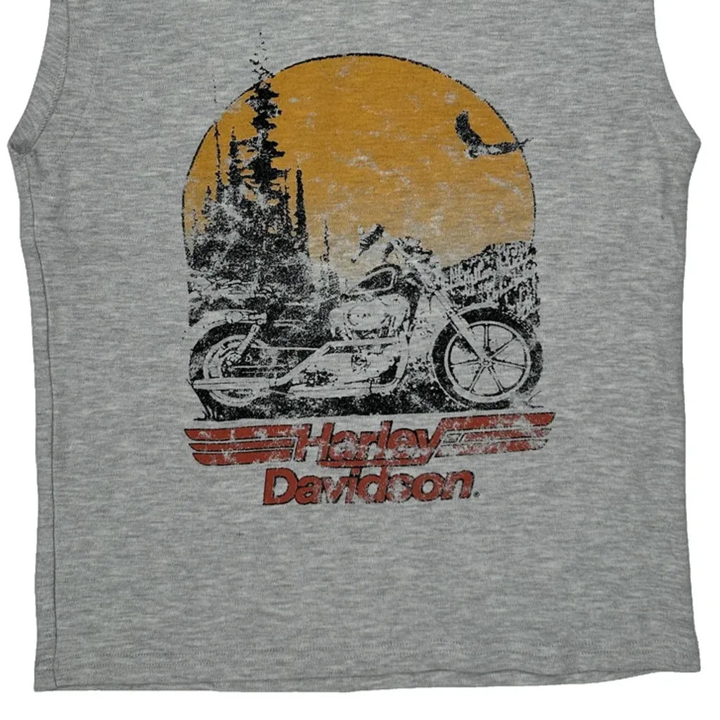 Age 8-10 Harley Davidson Graphic T-Shirt - Medium Grey Cotton Blend - Image 5