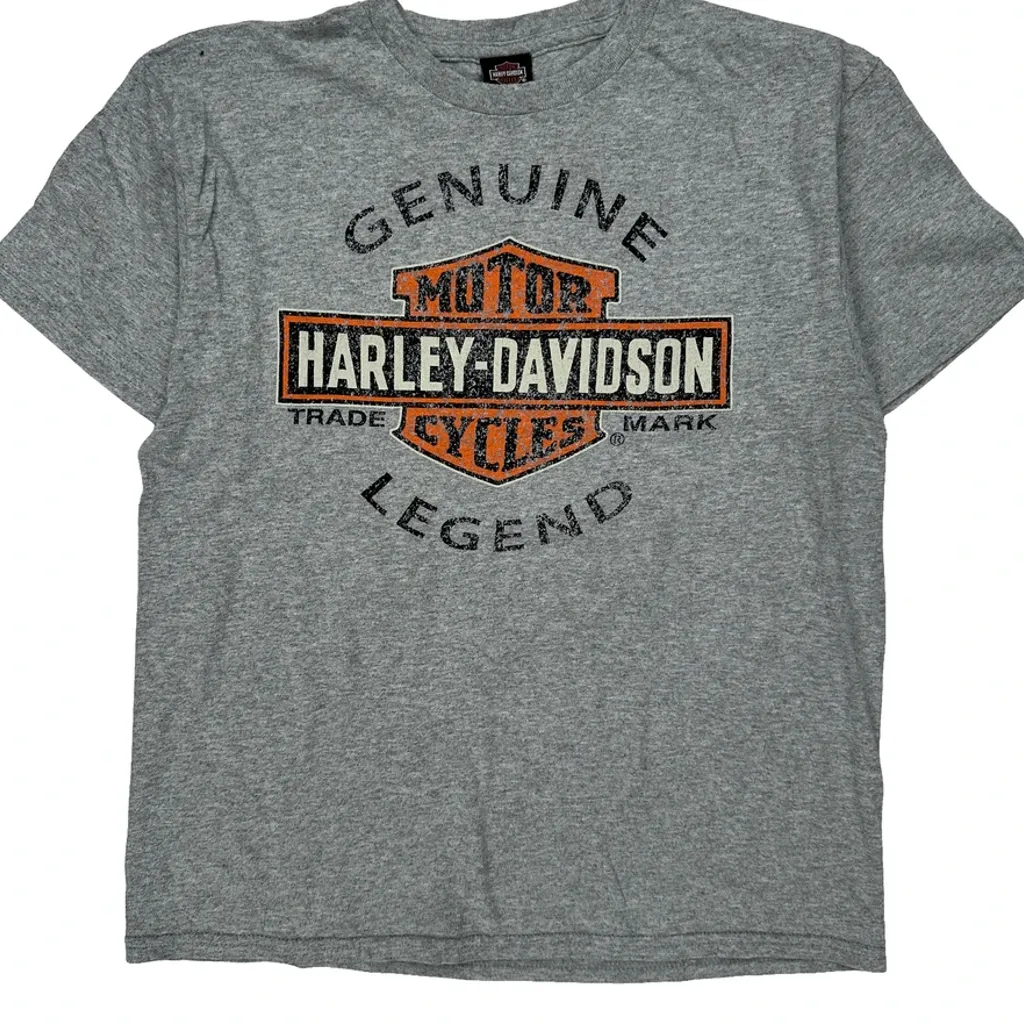 Age 8-10 Harley Davidson Graphic T-Shirt - Medium Grey Cotton - Image 5