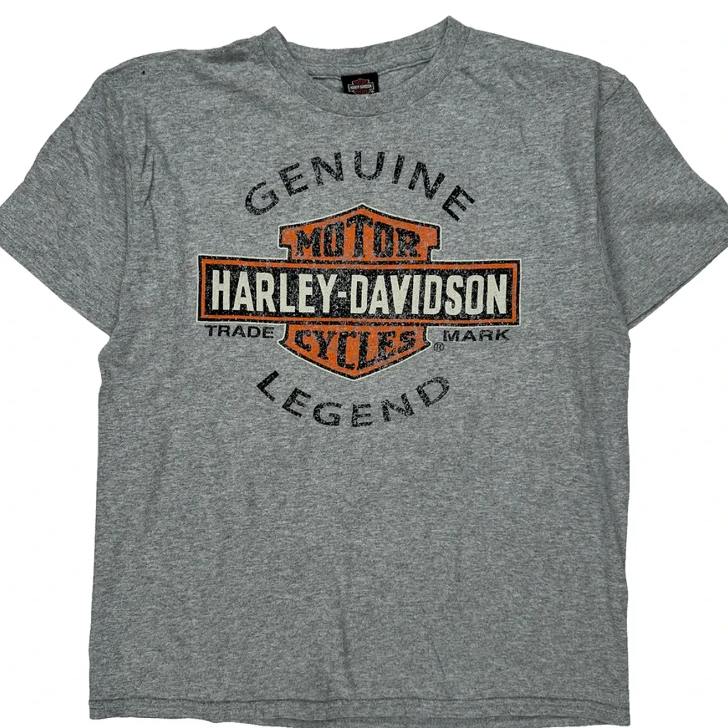 Age 8-10 Harley Davidson Graphic T-Shirt - Medium Grey Cotton - Image 6