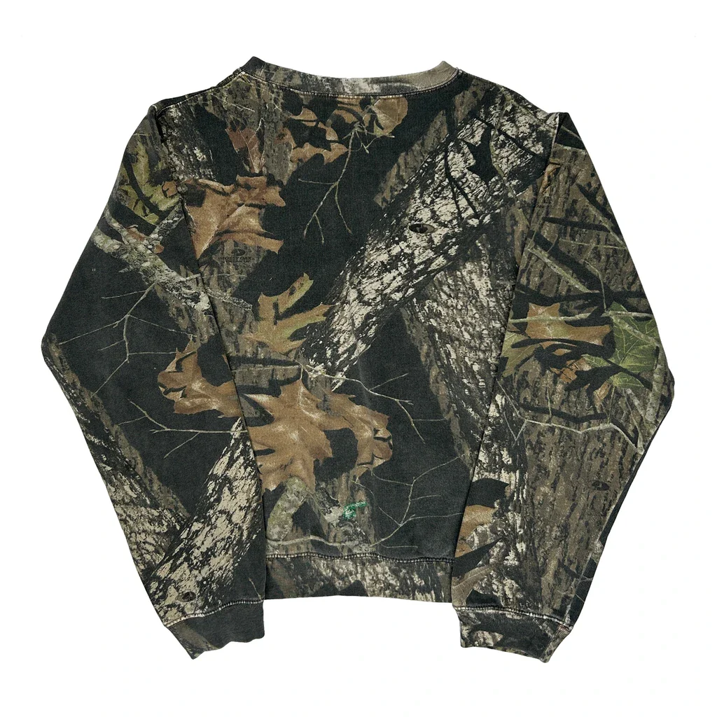 Age 8-10 Mossy Oak Camo Sweatshirt - Medium Green Cotton Blend - Image 2