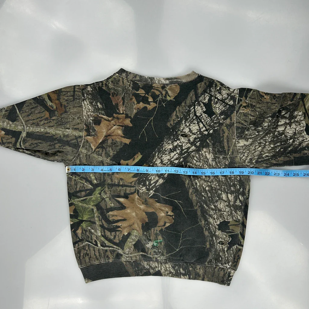 Age 8-10 Mossy Oak Camo Sweatshirt - Medium Green Cotton Blend - Image 3