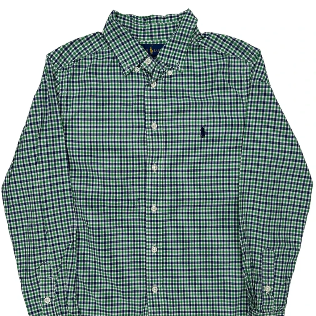 Age 8-10 Ralph Lauren Checked Shirt - Medium Green Cotton - Image 6