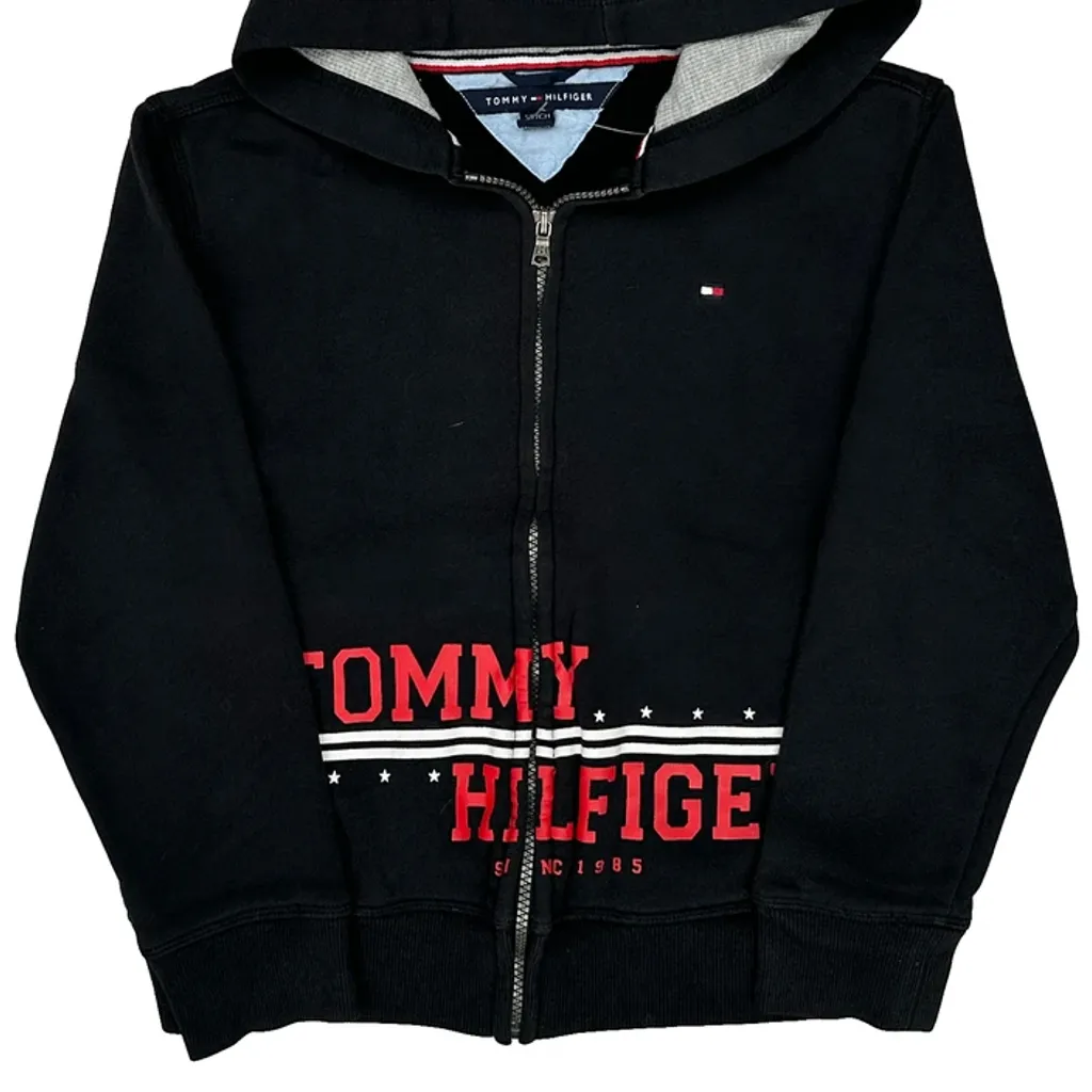 Age 8-10 Tommy Hilfiger Spellout Hoodie - Small Black Cotton - Image 5