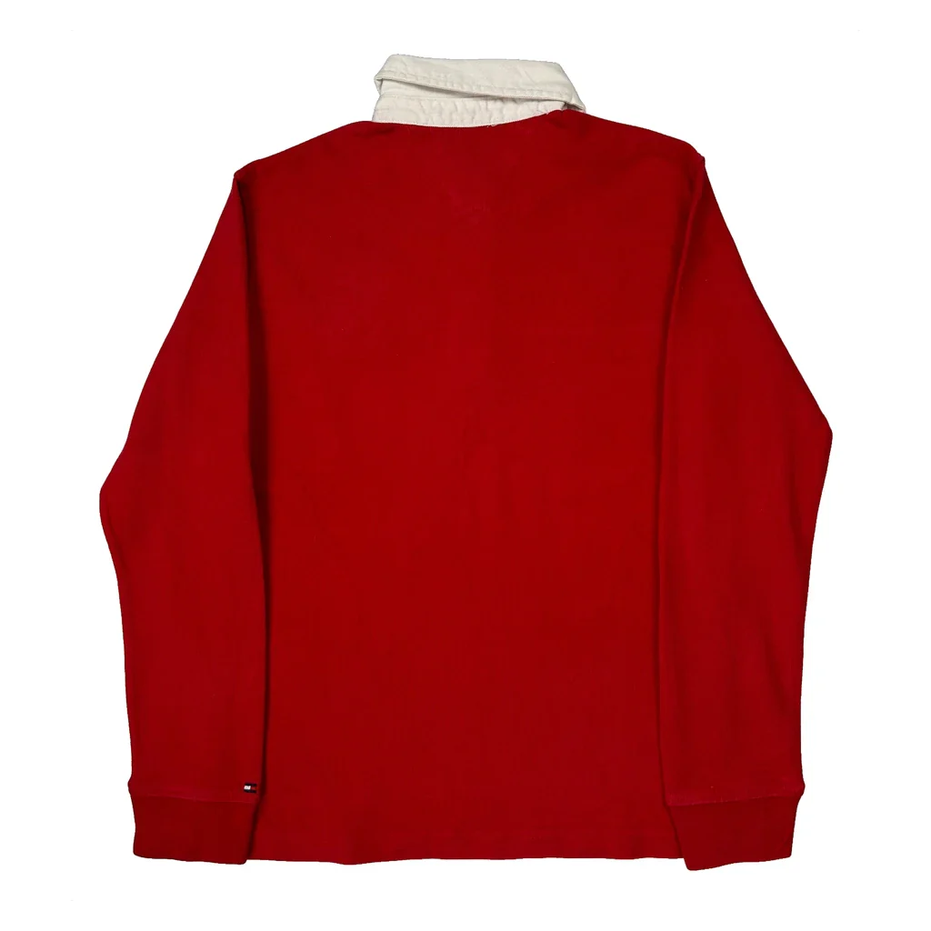 Age 8-10 Tommy Hilfiger Graphic Rugby Shirt - Medium Red Cotton - Image 2
