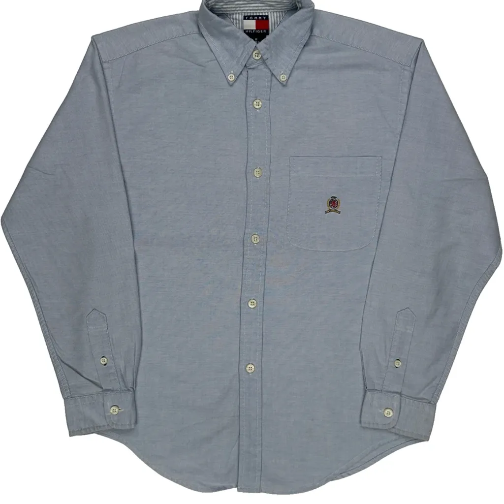 Age 8-10 Tommy Hilfiger Shirt - Medium Blue Cotton - Image 4