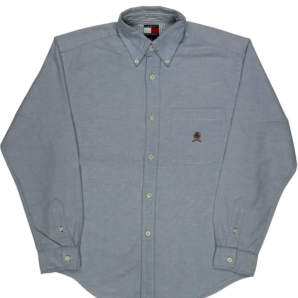 Age 8-10 Tommy Hilfiger Shirt - Medium Blue Cotton - Image 5
