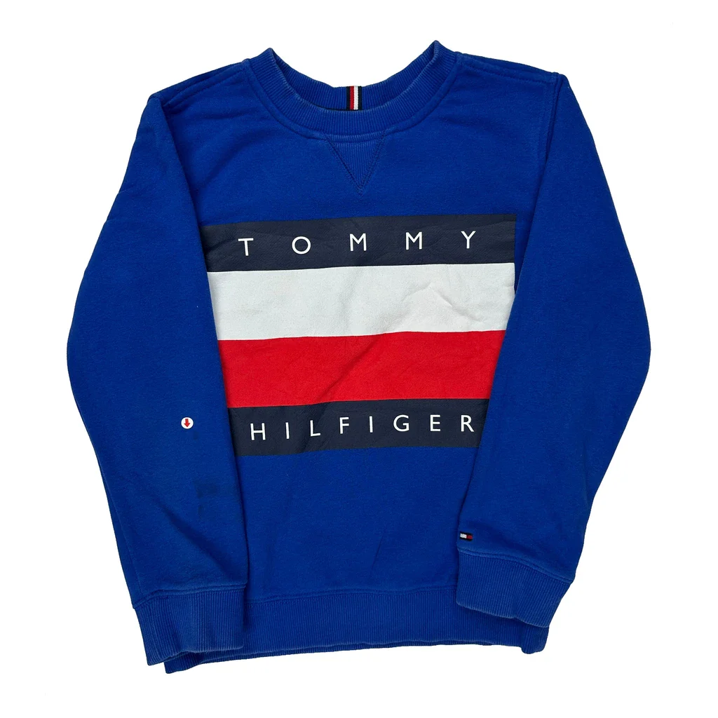 Age 8-10 Tommy Hilfiger Sweatshirt - Medium Blue Cotton - Image 2