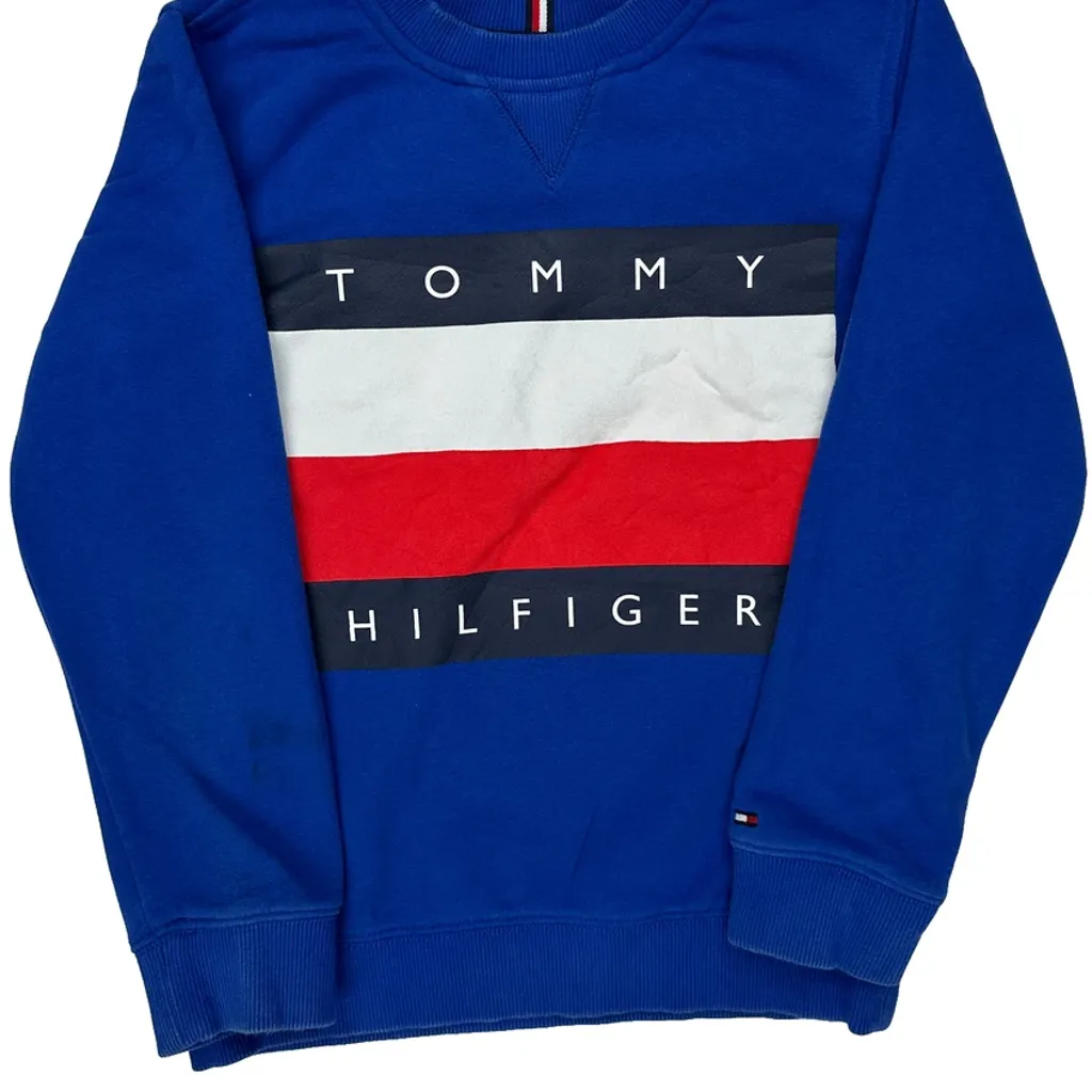 Age 8-10 Tommy Hilfiger Sweatshirt - Medium Blue Cotton - Image 6