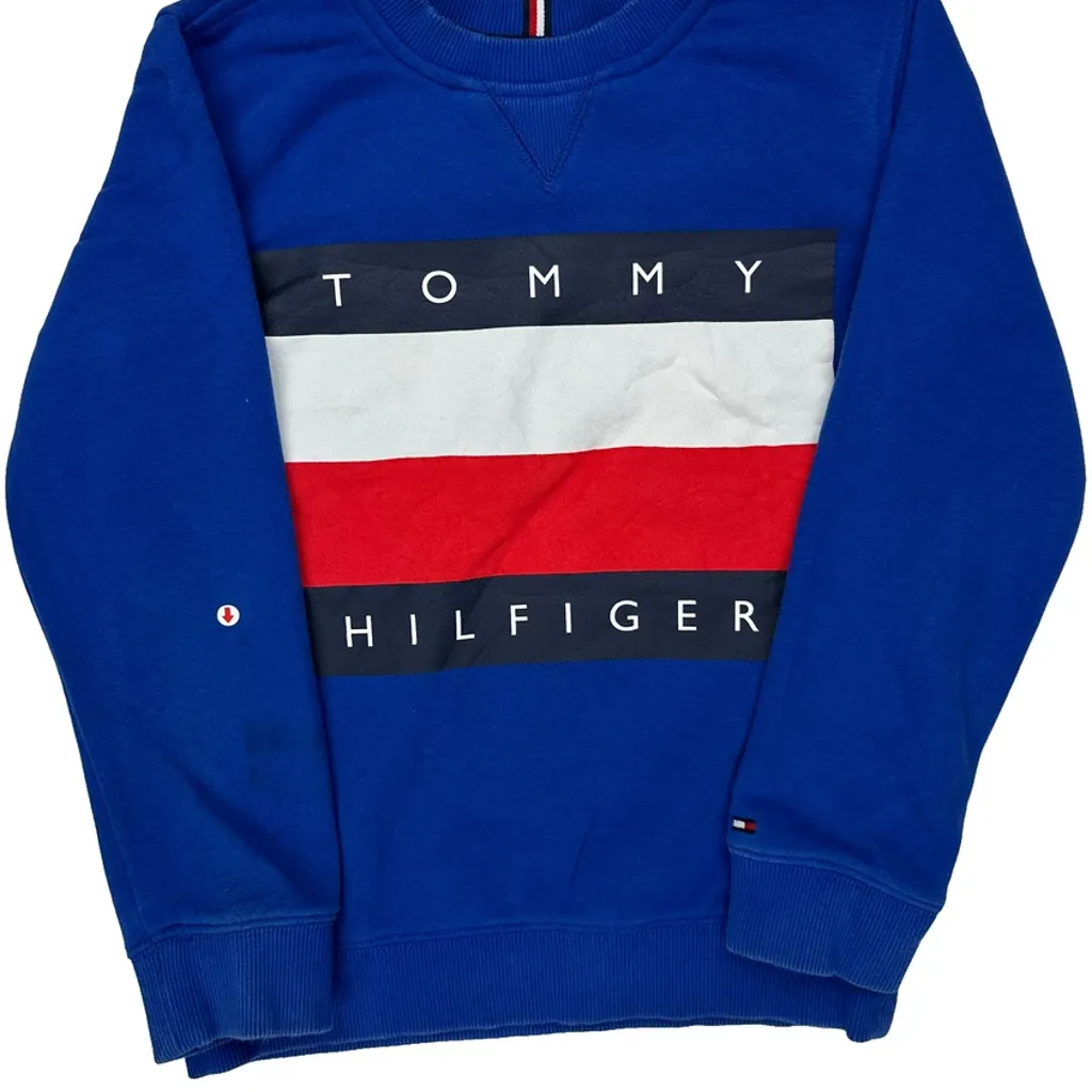 Age 8-10 Tommy Hilfiger Sweatshirt - Medium Blue Cotton - Image 8