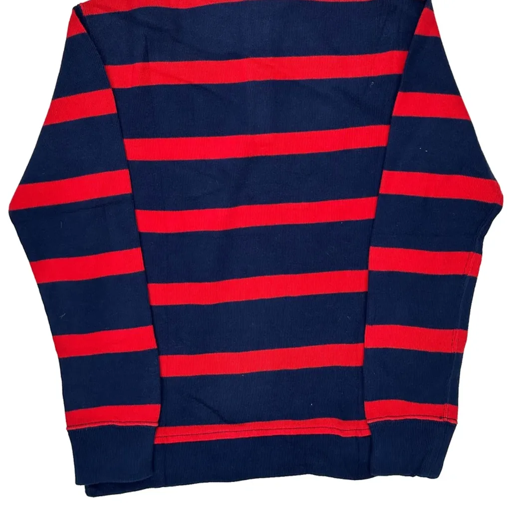 Age 8-9 Polo By Ralph Lauren Striped 1/4 Zip - Medium Navy Cotton - Image 6