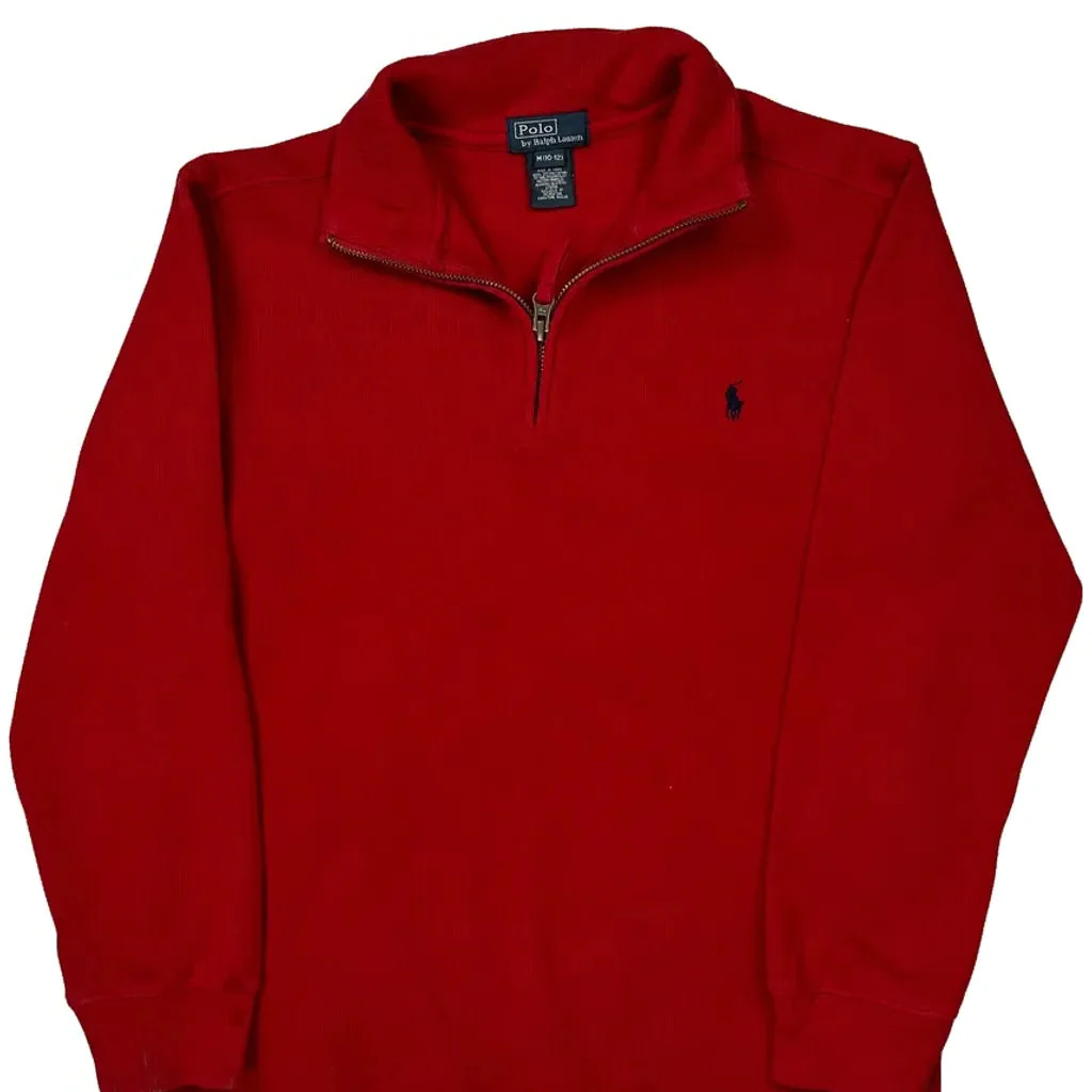 Age 8-9 Polo By Ralph Lauren 1/4 Zip - Medium Red Cotton - Image 4