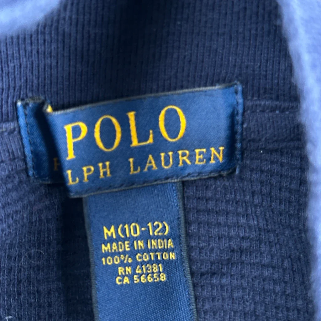 Age 8-9 Polo By Ralph Lauren Long Sleeve T-Shirt - Medium Navy Cotton - Image 3