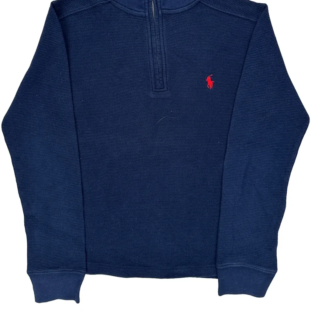 Age 8-9 Polo By Ralph Lauren Long Sleeve T-Shirt - Medium Navy Cotton - Image 4