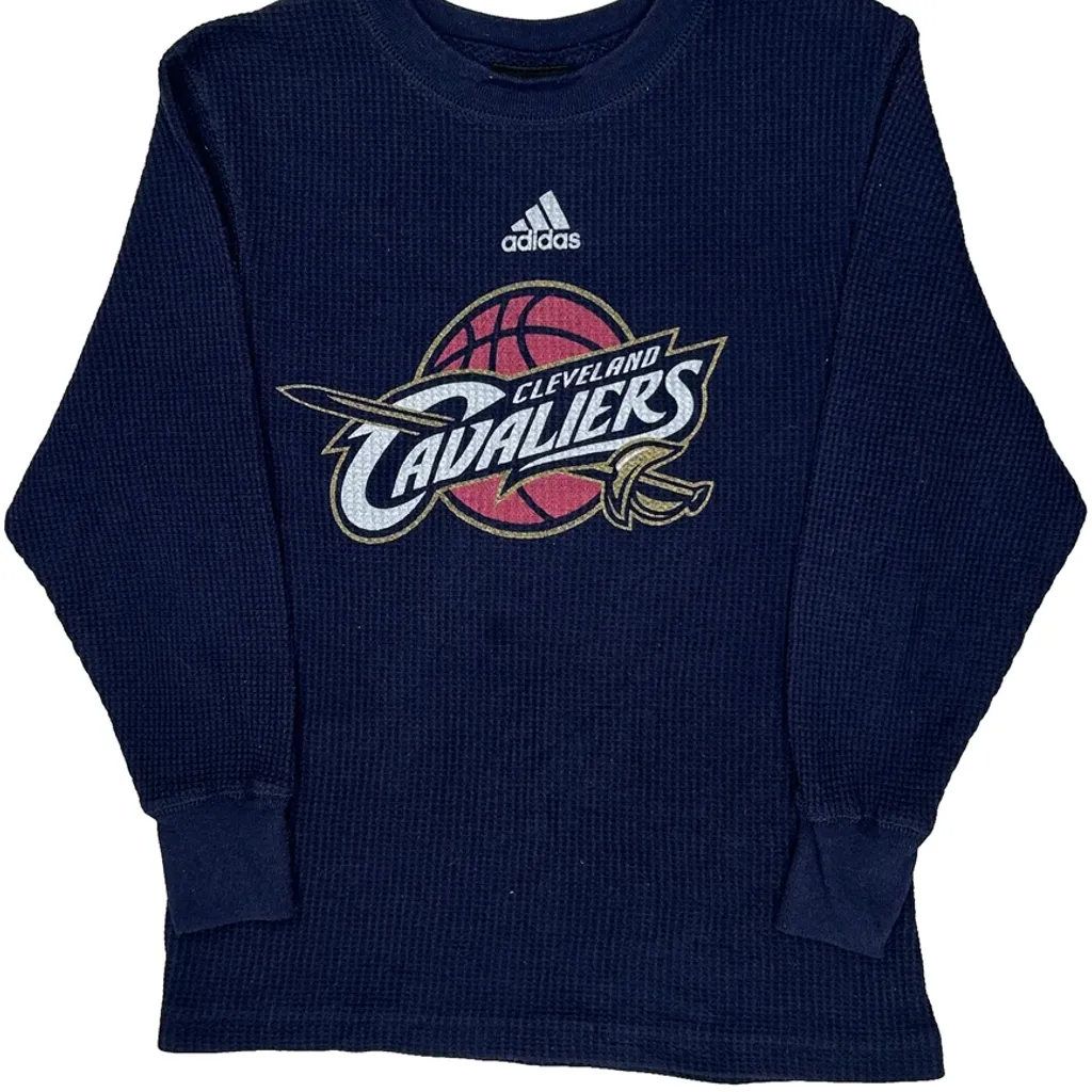 Age 8 Cleveland Cavaliers Adidas Nba Long Sleeve T-Shirt - Small Navy Cotton - Image 5