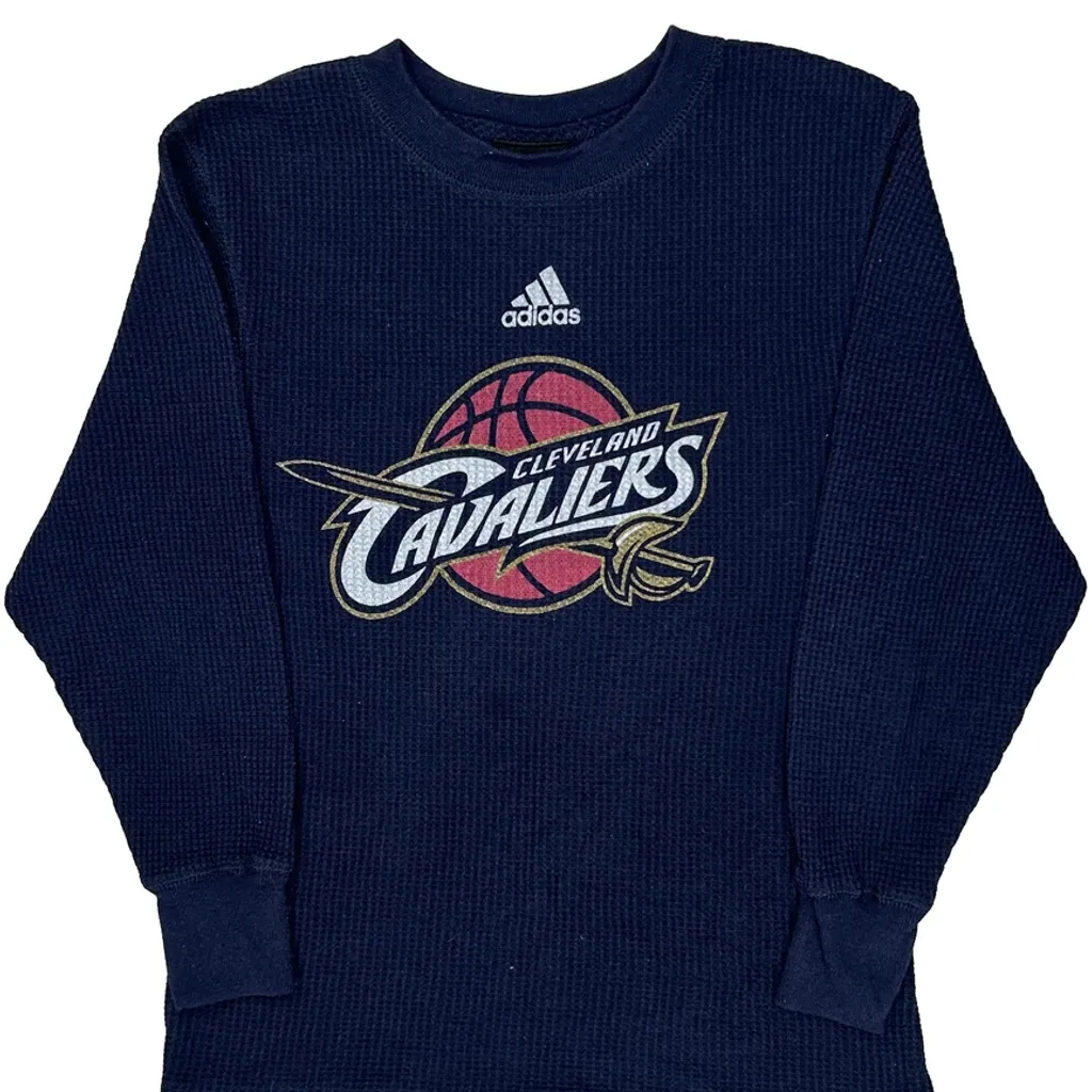 Age 8 Cleveland Cavaliers Adidas Nba Long Sleeve T-Shirt - Small Navy Cotton - Image 6