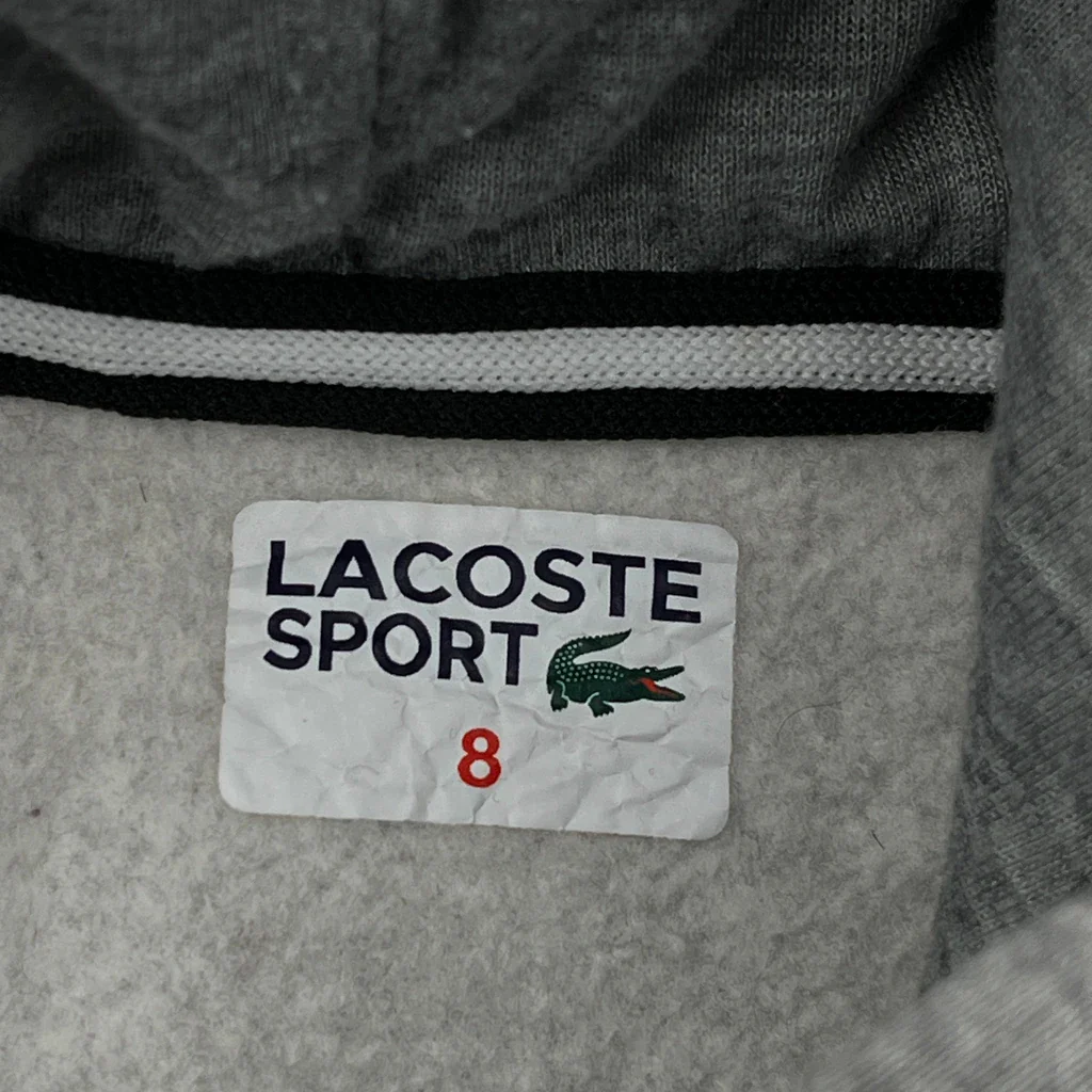 Age 8 Lacoste Hoodie - Medium Grey Cotton - Image 3