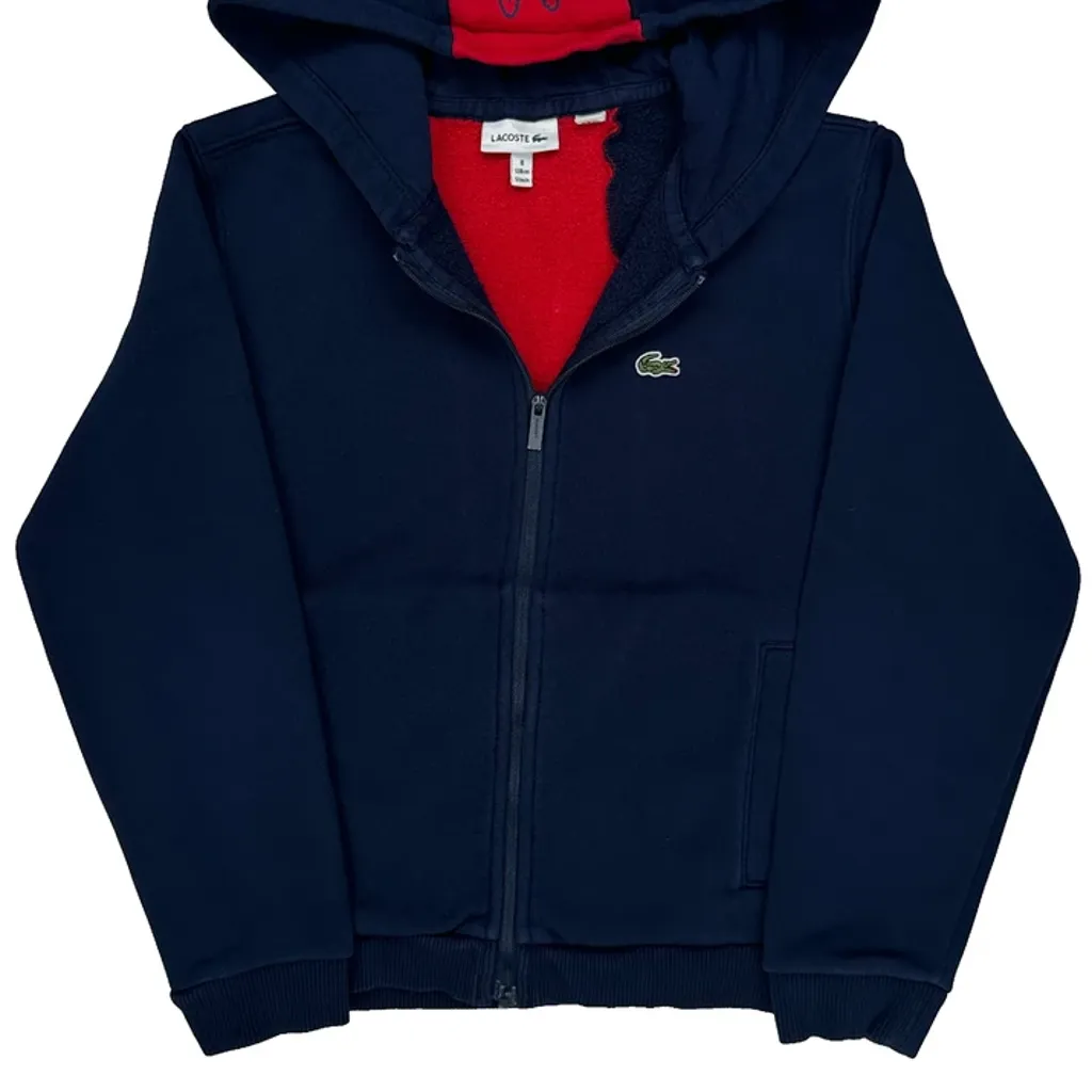 Age 8 Lacoste Hoodie - Medium Navy Cotton - Image 5