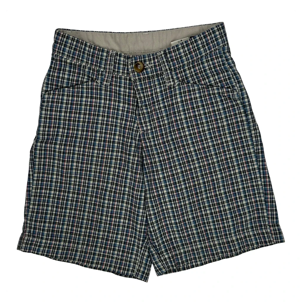 Age 8 Levis Checked Shorts - Medium Blue Cotton - Image 2
