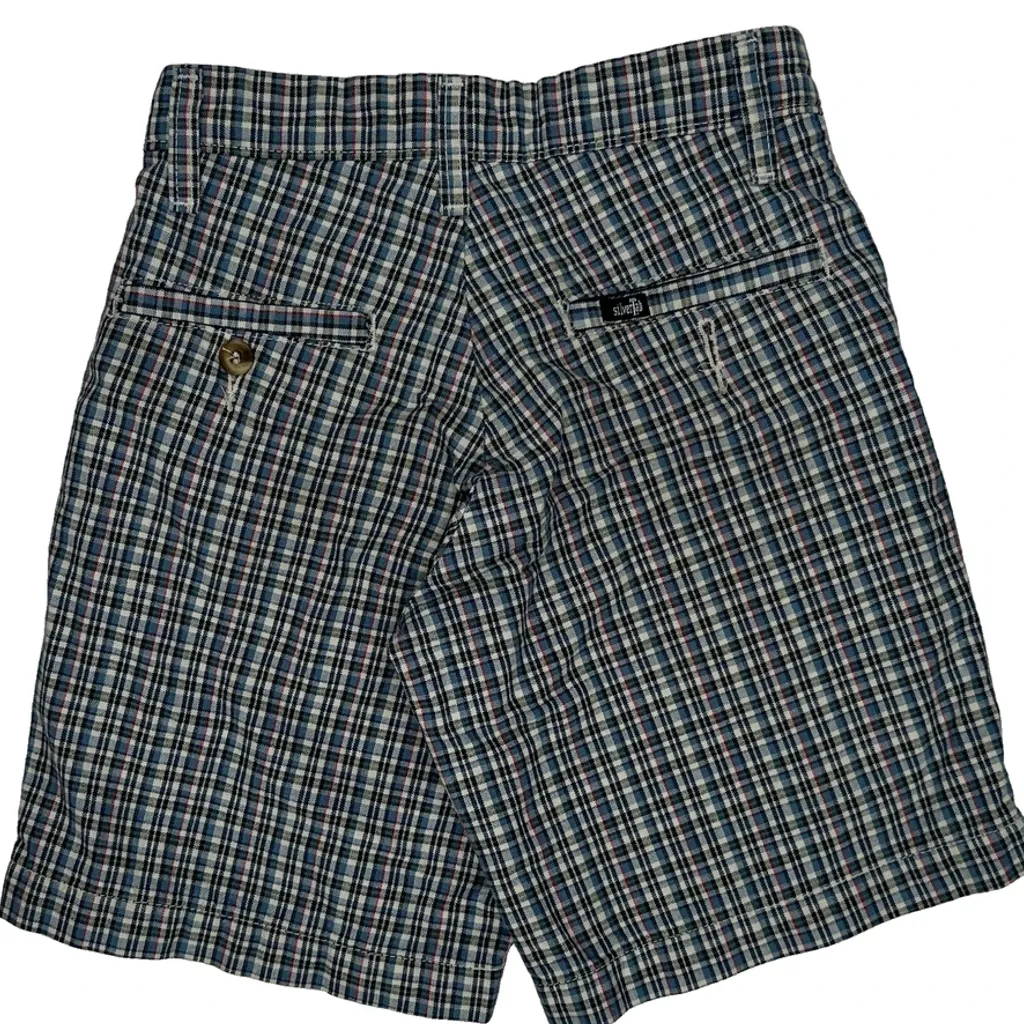 Age 8 Levis Checked Shorts - Medium Blue Cotton - Image 4