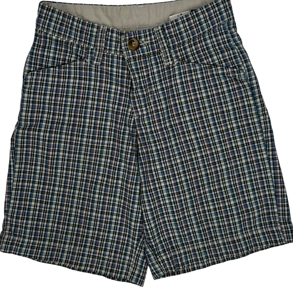 Age 8 Levis Checked Shorts - Medium Blue Cotton - Image 6