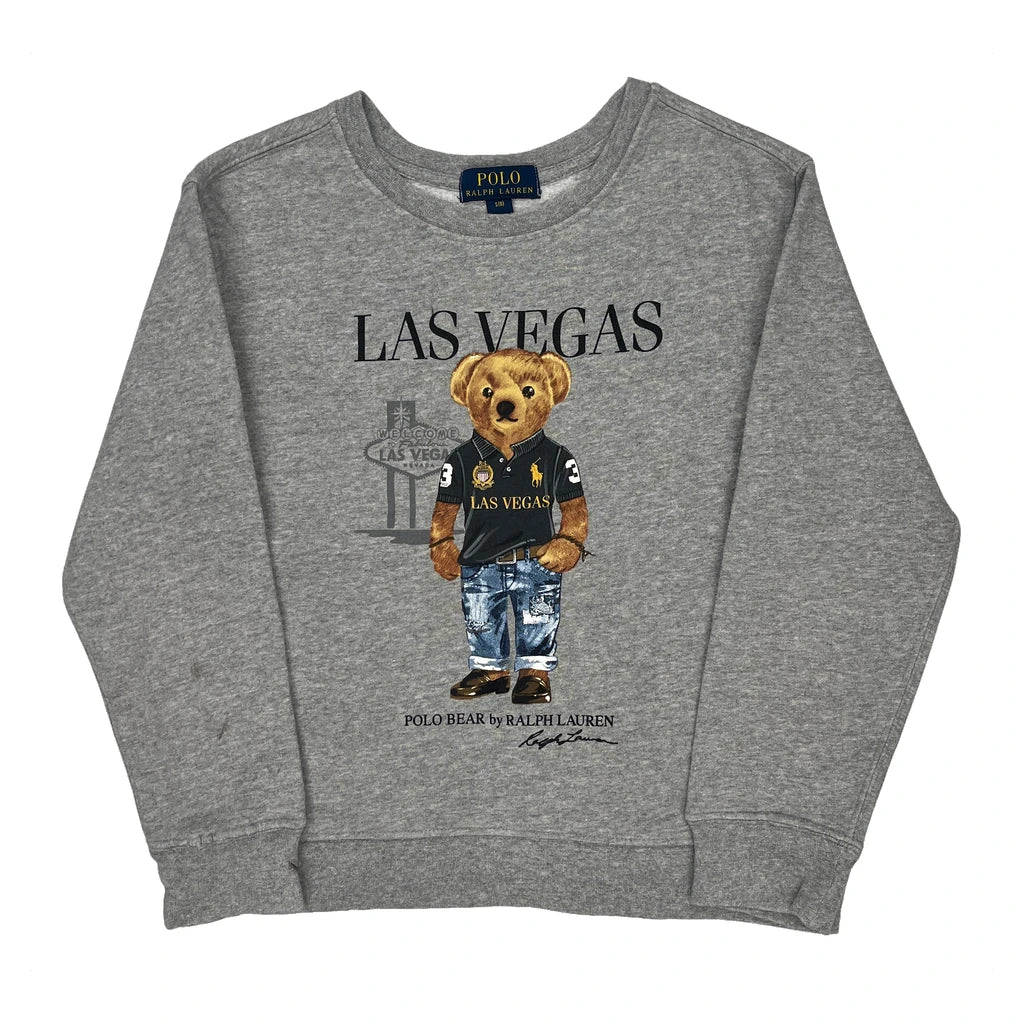 Age 8 Polo Bear Polo By Ralph Lauren Graphic Sweatshirt - Small Gray Cotton