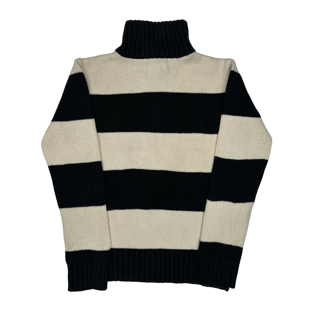 Age 8 Polo By Ralph Lauren Striped 1/4 Zip - Small Black & White Cotton - Image 2