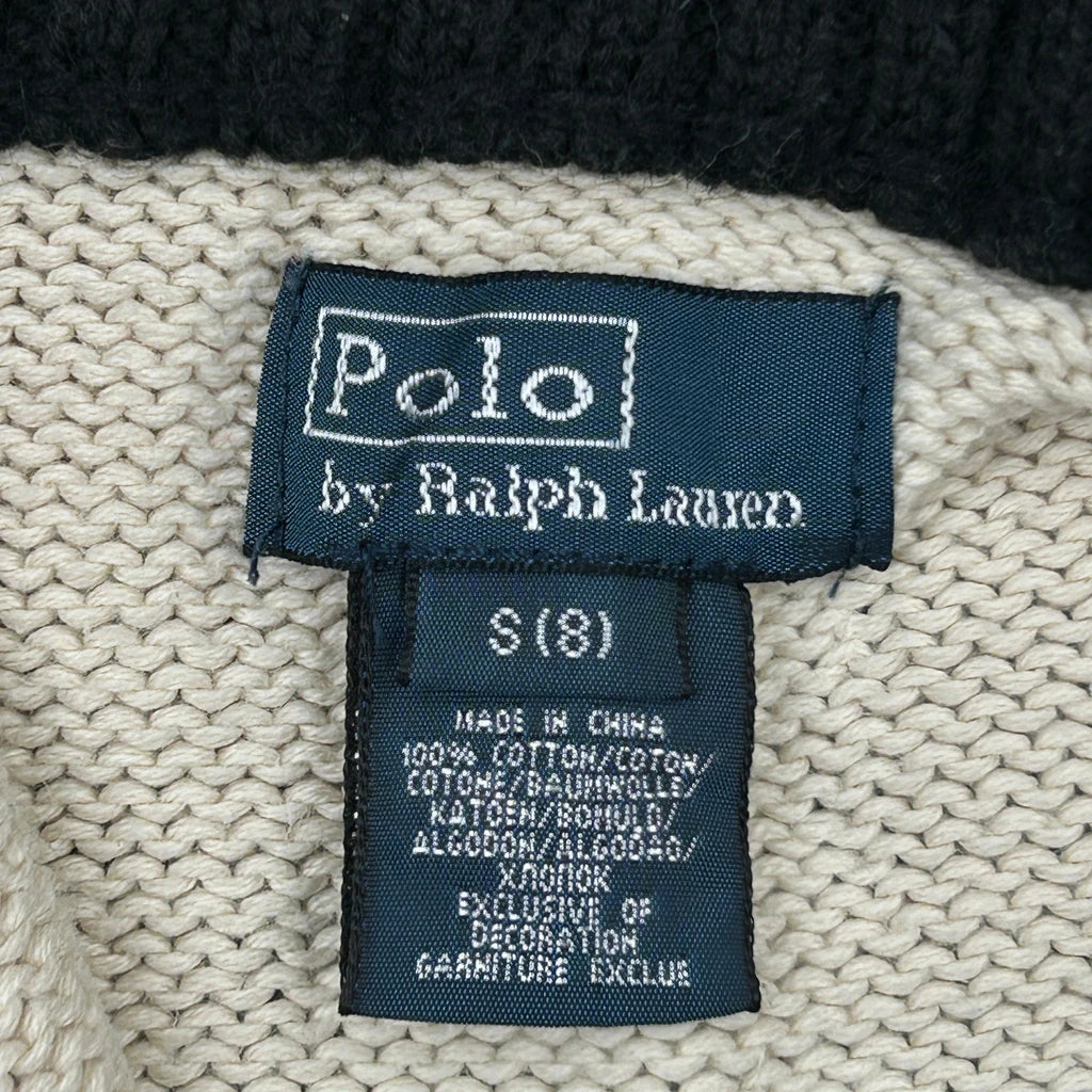 Age 8 Polo By Ralph Lauren Striped 1/4 Zip - Small Black & White Cotton - Image 3