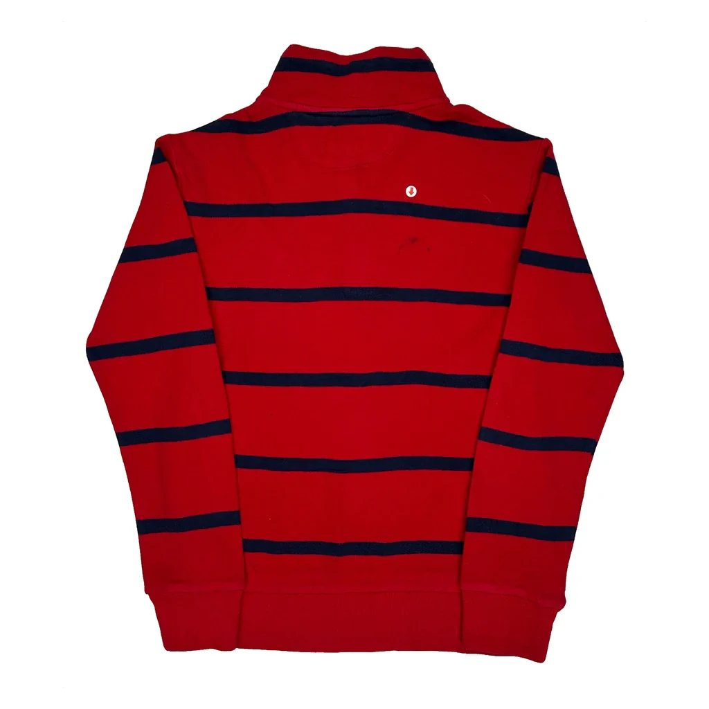 Age 8 Polo By Ralph Lauren Striped 1/4 Zip - Small Red Cotton - Image 2