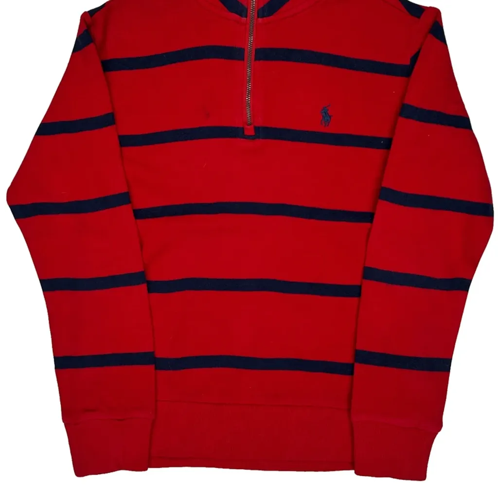 Age 8 Polo By Ralph Lauren Striped 1/4 Zip - Small Red Cotton - Image 6