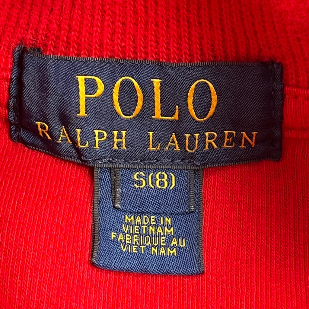 Age 8 Polo By Ralph Lauren 1/4 Zip - Small Red Cotton - Image 3